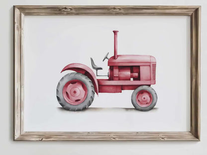 Red Tractor Wall Art – Farm Boys Room Print