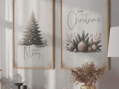 Christmas Tree Print – Holiday Living Room Wall Art • Set of 2