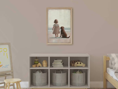 Labrador Retriever Wall Art – Dog Nursery Print for Girls