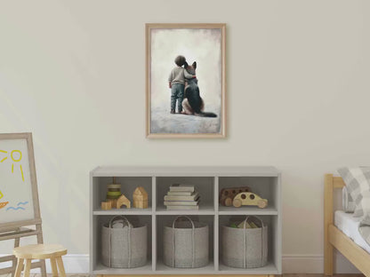 German Shepherd Wall Art – Dog Nursery Print for Boys
