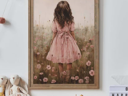 Wildflower Field Wall Art – Floral Nursery Print for Girls Room