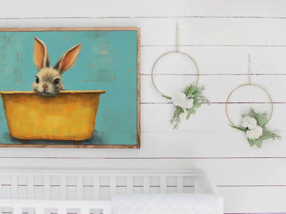 Bunny Bath Tub Wall Art – Animal Nursery Print