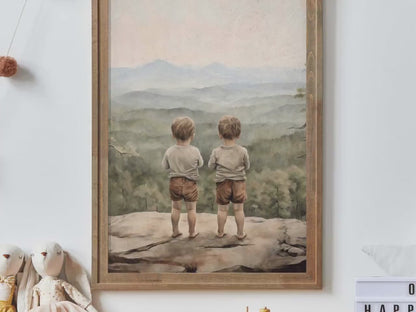 Twin Brothers Wall Art – Adventure Boys Room Print