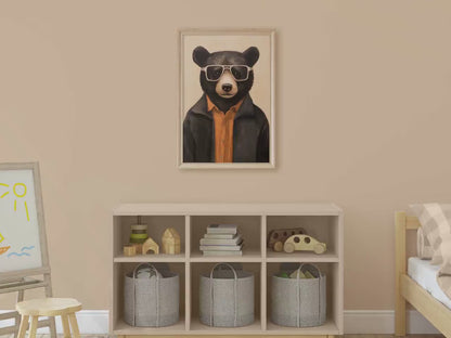 Black Bear Wall Art – Animal Boys Room Print