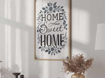 Dark Green Floral Wall Art – Farmhouse Family Room Print