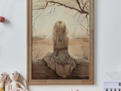 Blonde Girl Wall Art – Vintage Kids Room Print