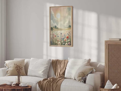 Wildflower Landscape Wall Art – Nature Girls Room Print