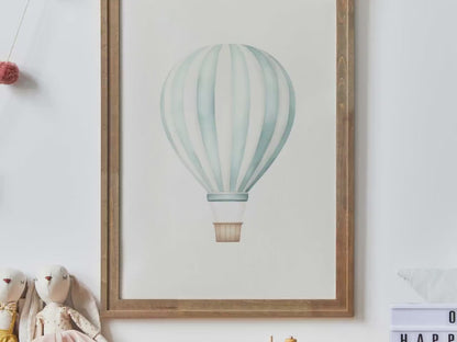 Teal Hot Air Balloon Wall Art – Adventure Boys Room Print