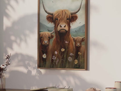 Highland Cow Print – Farmhouse Living Room Wall Decor