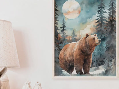 Brown Bear Wall Art – Animal Kids Room Decor