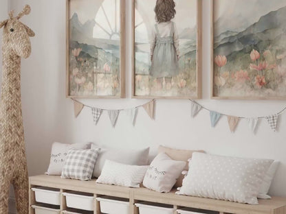Adventure Nursery Wall Art – Floral Girls Room Print • Set of 3