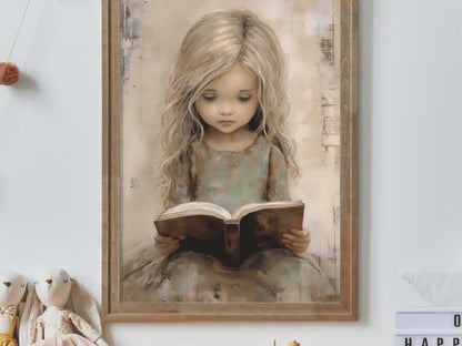 Reading Book Wall Art – Learning Girls Room Decor