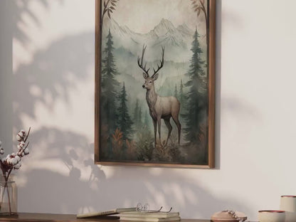 Deer Wall Art – Animal Living Room Print