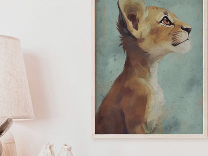 Lion Cub Wall Art – Safari Nursery Print for Boys
