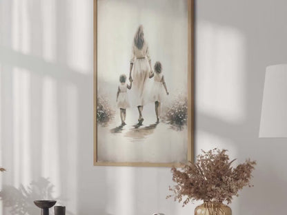 Mother and Daughters Wall Art – Family Room Print