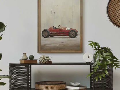 Red Vintage Racing Car Wall Art – Vehicle Boys Room Print