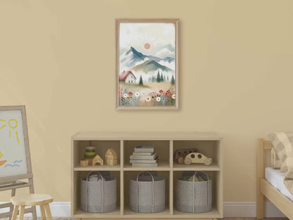 Wildflower Mountain Print – Landscape Nursery Wall Art