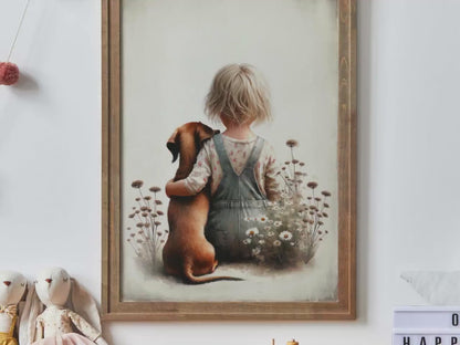 Dachshund Wall Art – Dog Nursery Print for Girls