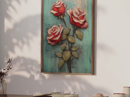 Red Rose Print – Floral Girls Room Wall Art