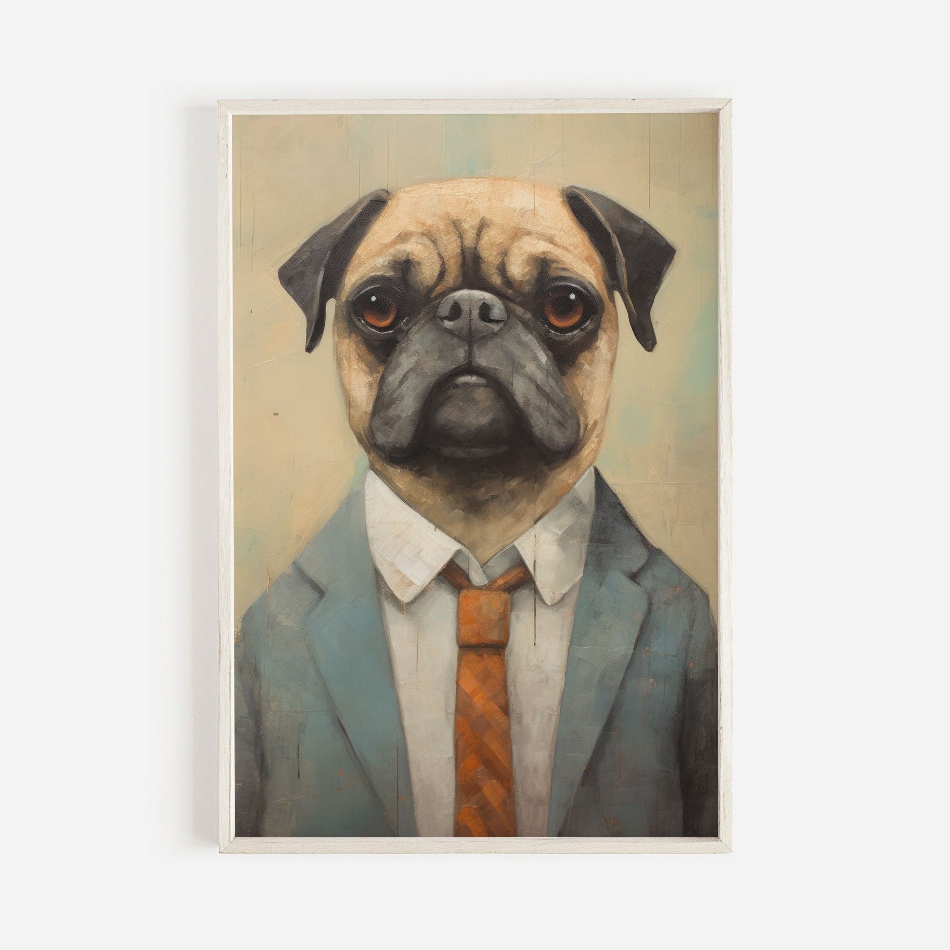 Pug Wall Art, Dapper Dog in Suit, Funny Home Decor - WildfieldPrints