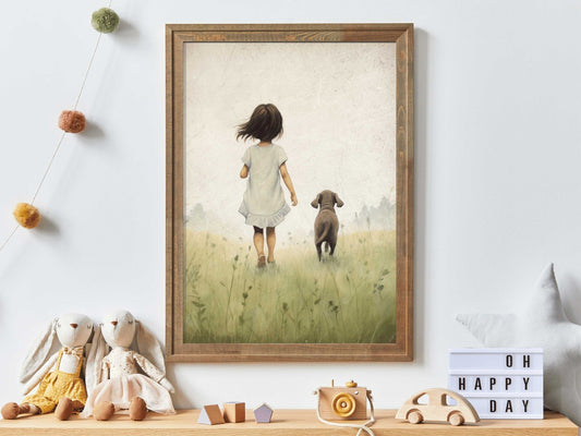 Puppy Nursery Decor, Vintage Dog Wall Art, Cute Dog Prints for Kids - WildfieldPrints