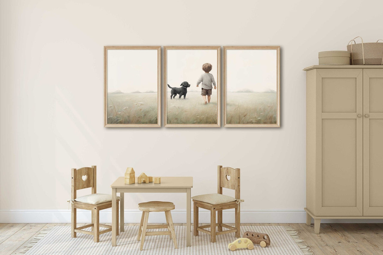 Black Labrador Print – Dog Nursery Wall Art for Boys • Set of 3