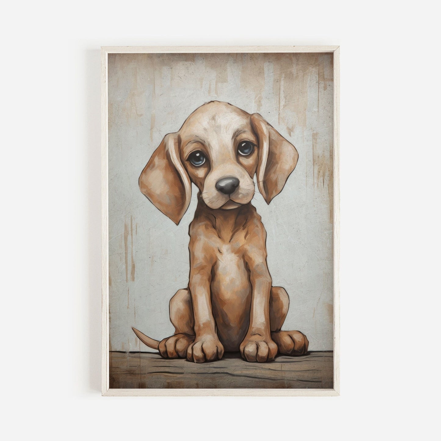 Puppy Nursery Print, Cute Vintage Dog Wall Art, Kids Room Decor - WildfieldPrints