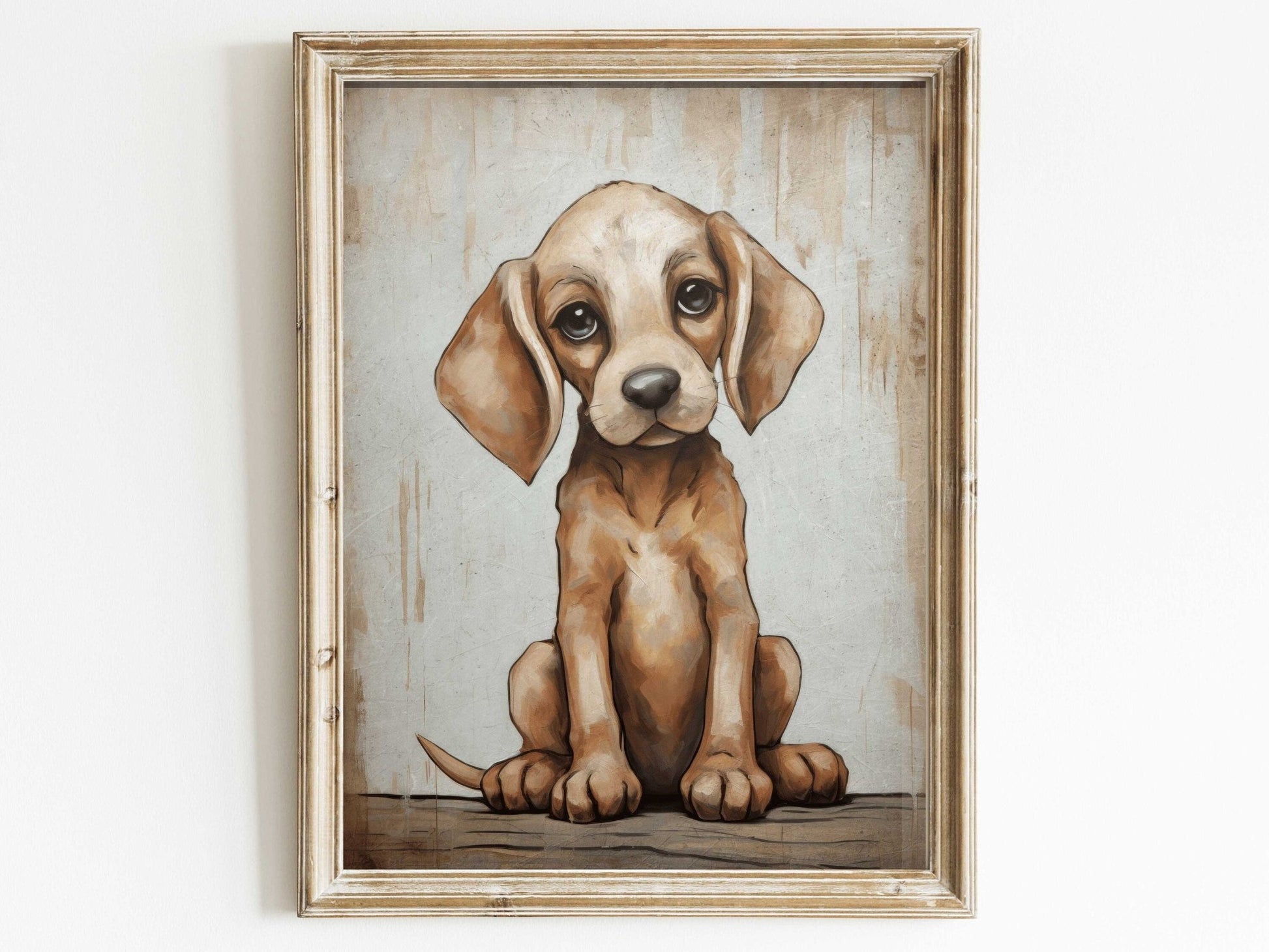 Puppy Nursery Print, Cute Vintage Dog Wall Art, Kids Room Decor - WildfieldPrints