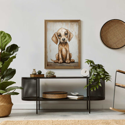 Puppy Nursery Print, Cute Vintage Dog Wall Art, Kids Room Decor - WildfieldPrints