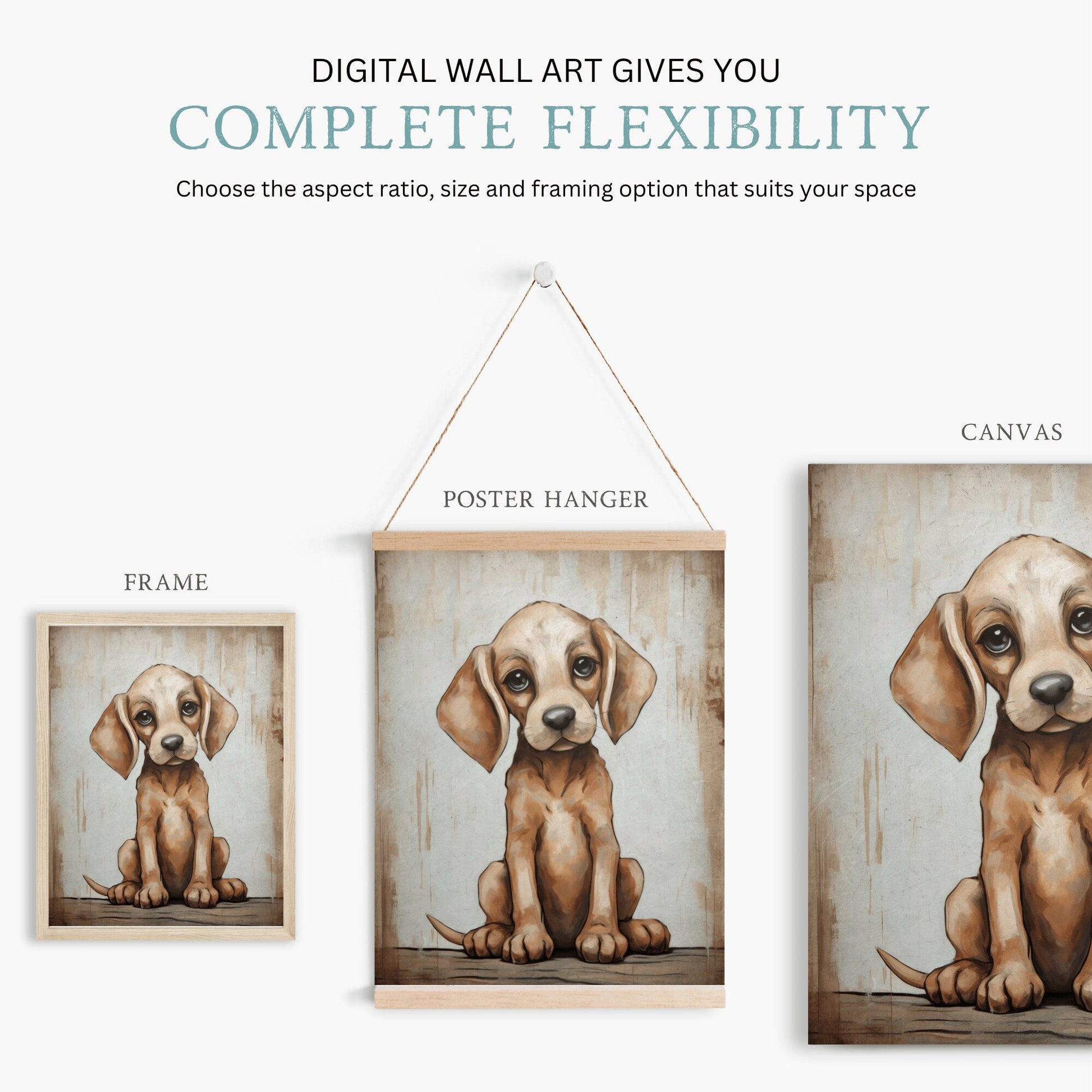 Puppy Nursery Print, Cute Vintage Dog Wall Art, Kids Room Decor - WildfieldPrints