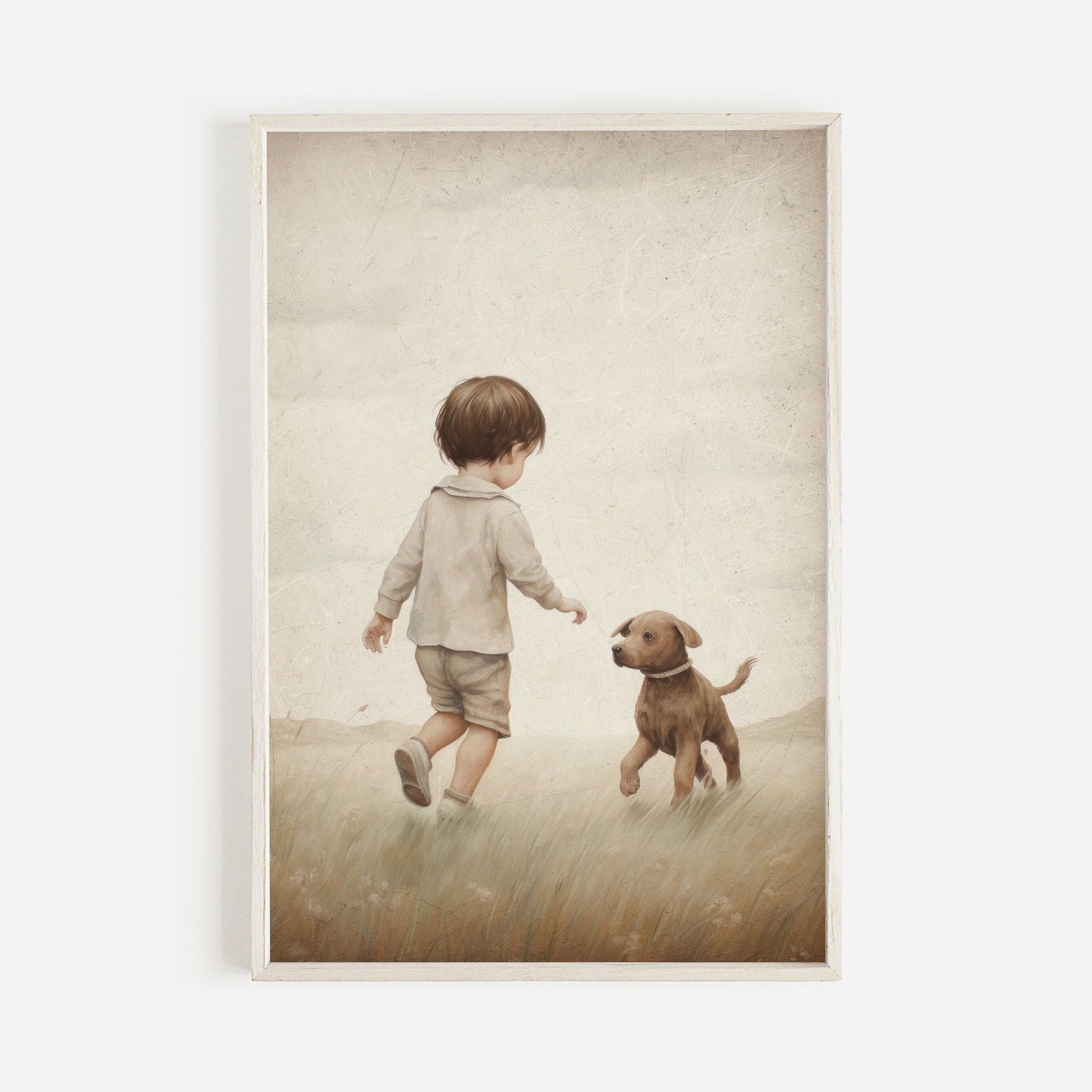 Puppy Nursery Print, Vintage Boy's Room Decor, Adorable Canine Art - WildfieldPrints