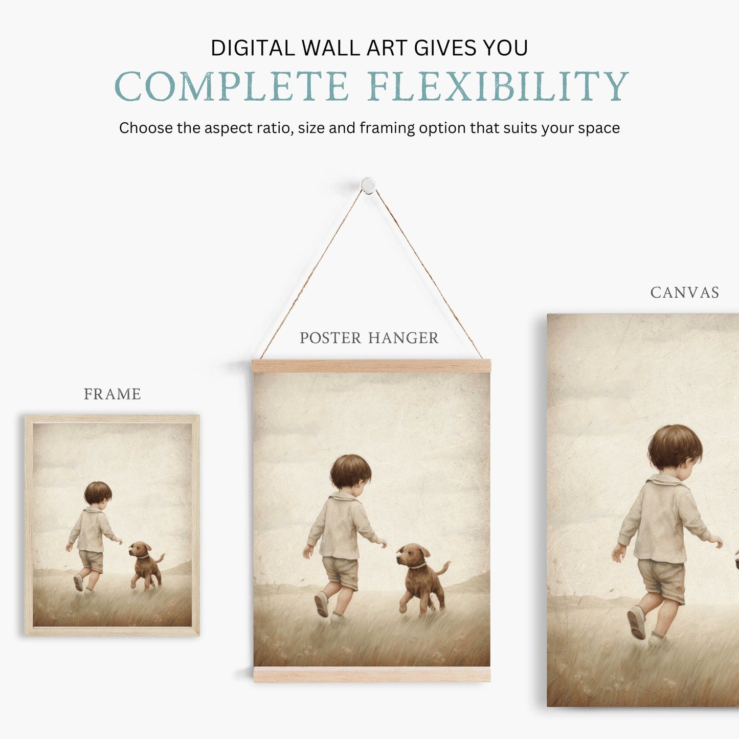 Puppy Nursery Print, Vintage Boy's Room Decor, Adorable Canine Art - WildfieldPrints