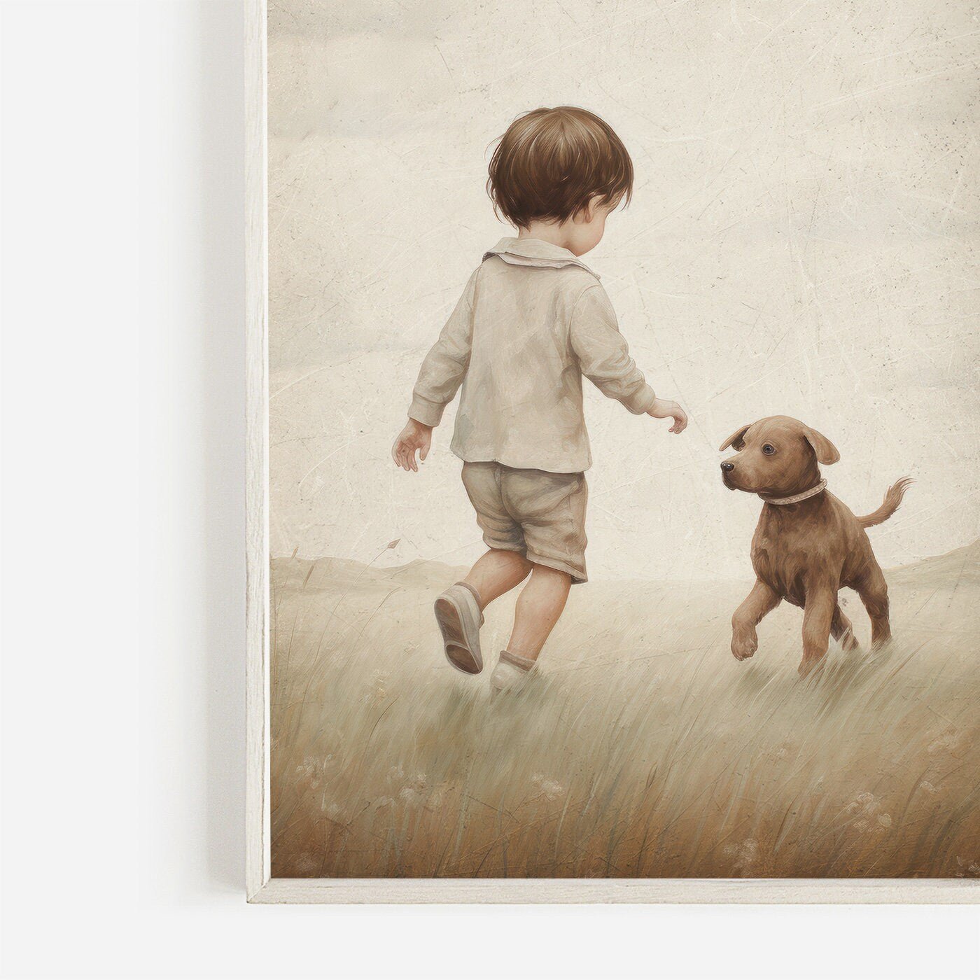 Puppy Nursery Print, Vintage Boy's Room Decor, Adorable Canine Art - WildfieldPrints