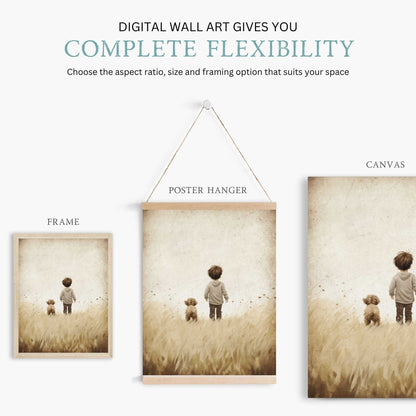 Puppy Nursery Print, Vintage Boy's Room Decor, Dog Lover Wall Art - WildfieldPrints