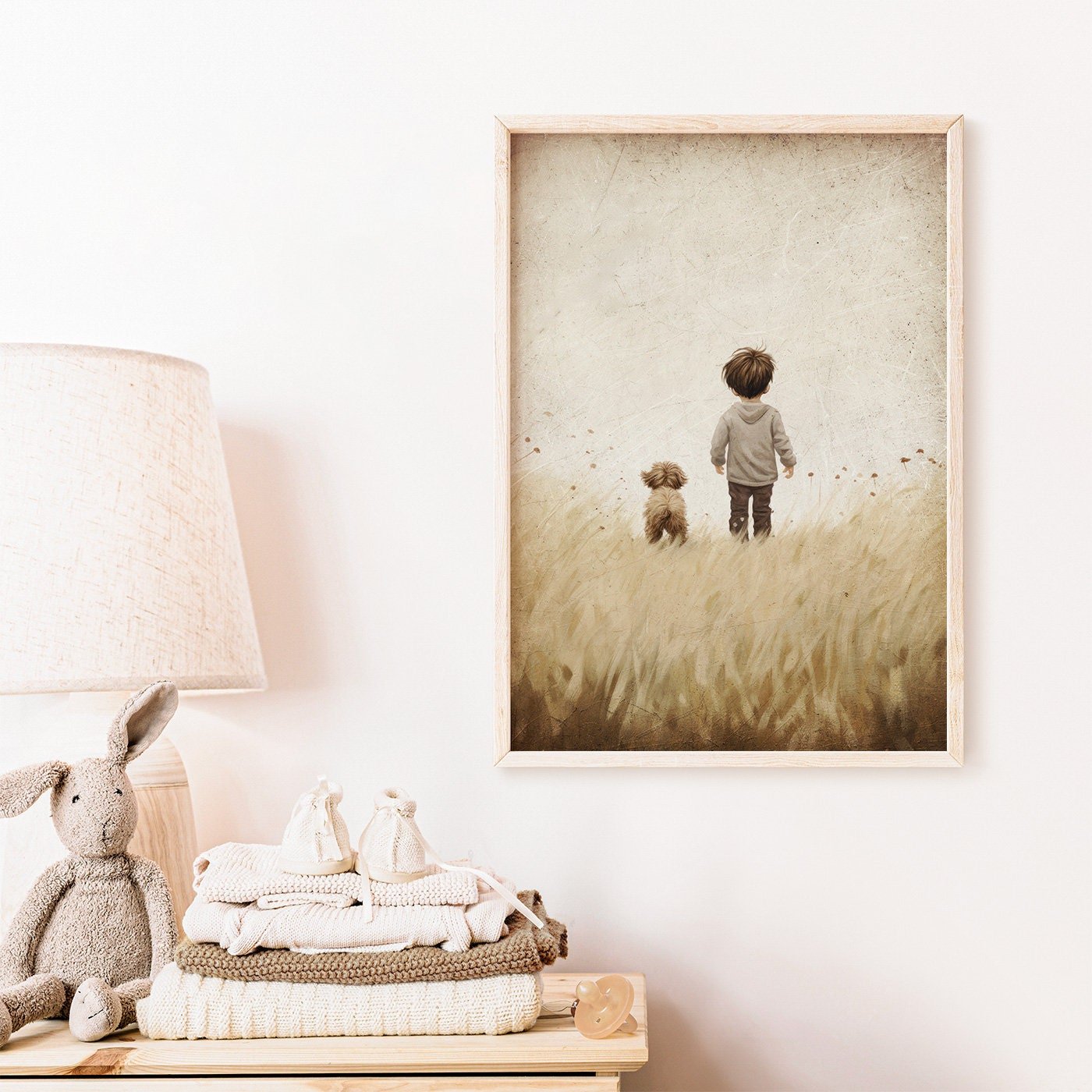 Puppy Nursery Print, Vintage Boy's Room Decor, Dog Lover Wall Art - WildfieldPrints