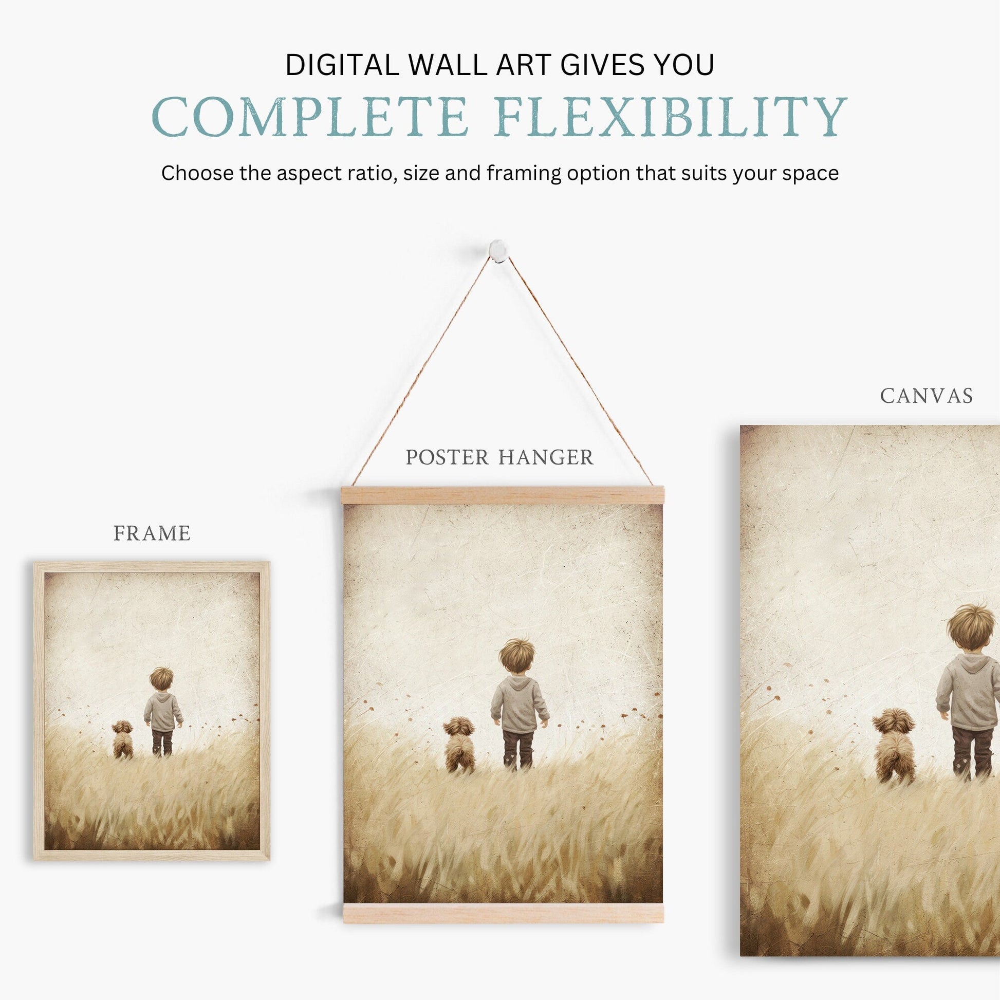 Puppy Nursery Print, Vintage Dog Painting, Boys Room Wall Decor - WildfieldPrints