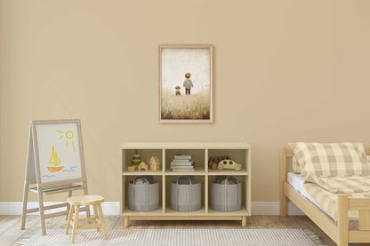 Puppy Nursery Print, Vintage Dog Painting, Boys Room Wall Decor - WildfieldPrints