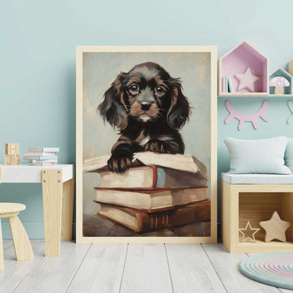 Puppy Wall Art, Nursery Reading Decor, Kids Study Room Print - WildfieldPrints
