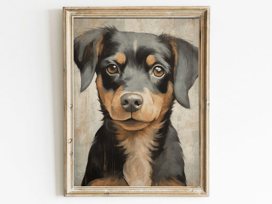 Puppy Wall Art, Vintage Rottweiler Print, Gift for Dog Lovers - WildfieldPrints