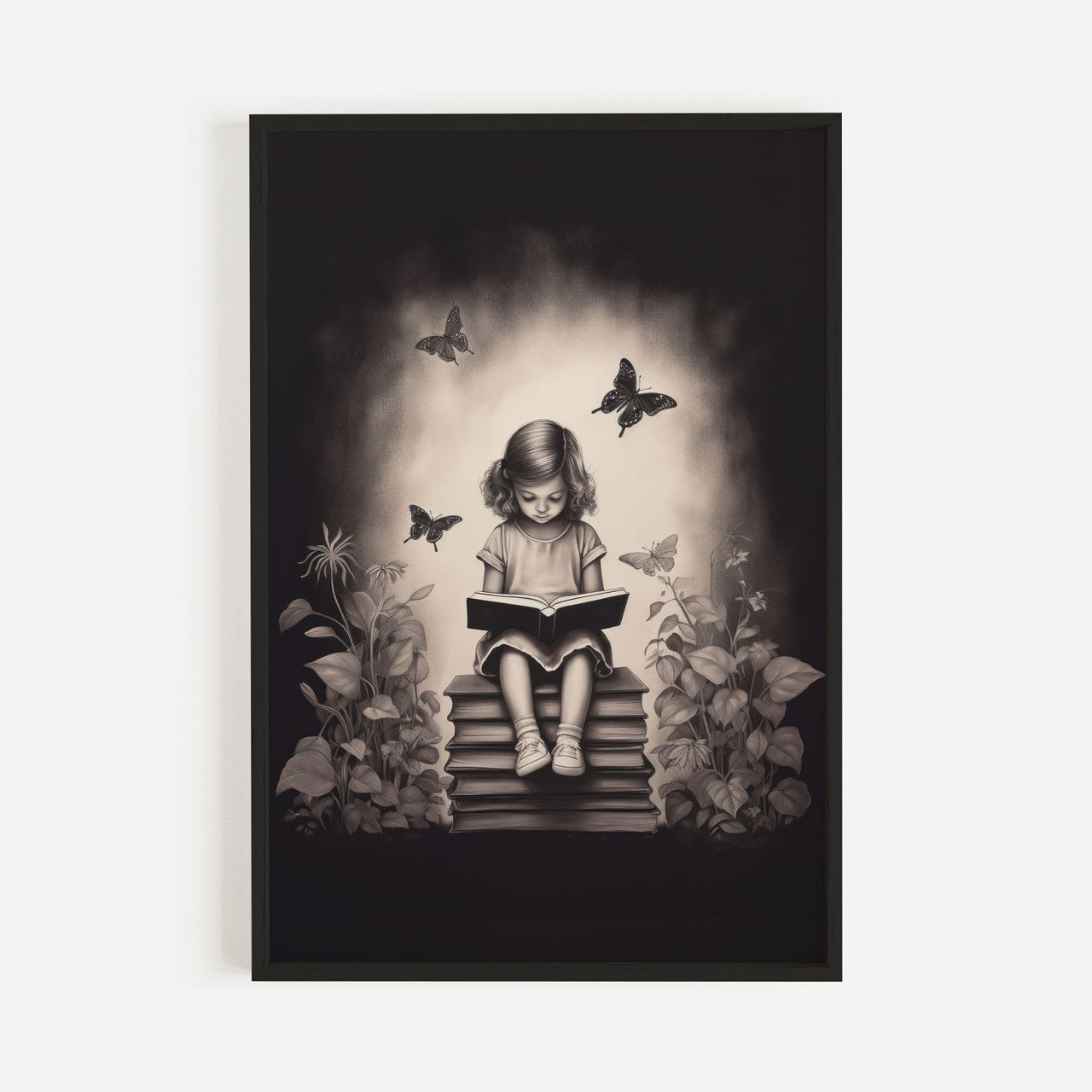 Reading Book Wall Art – Whimsical Girls Room Decor