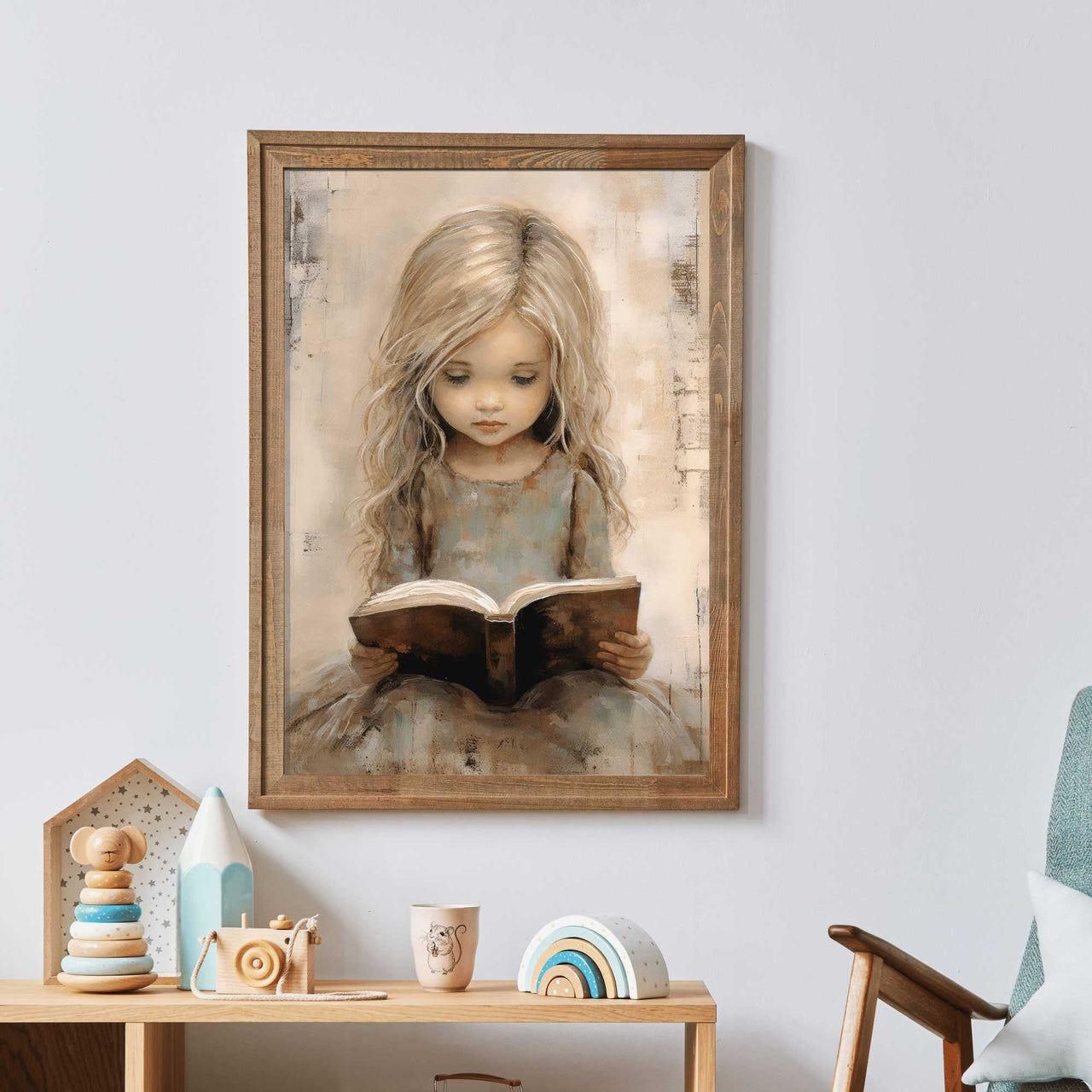 Reading Book Wall Art – Learning Girls Room Decor