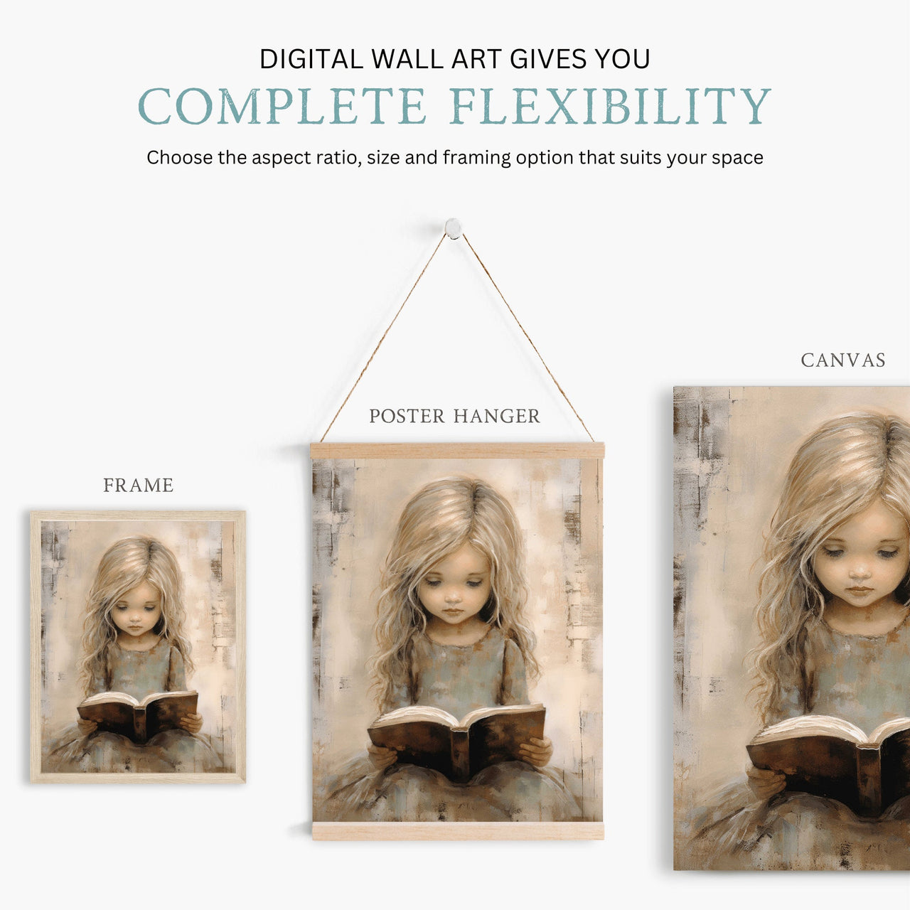 Reading Book Wall Art – Learning Girls Room Decor