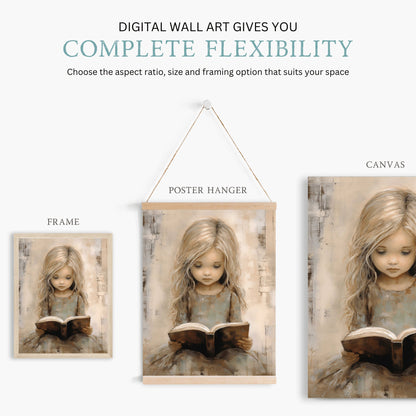 Reading Book Prints, Studying & Learning Decor, Girls Room Art - WildfieldPrints