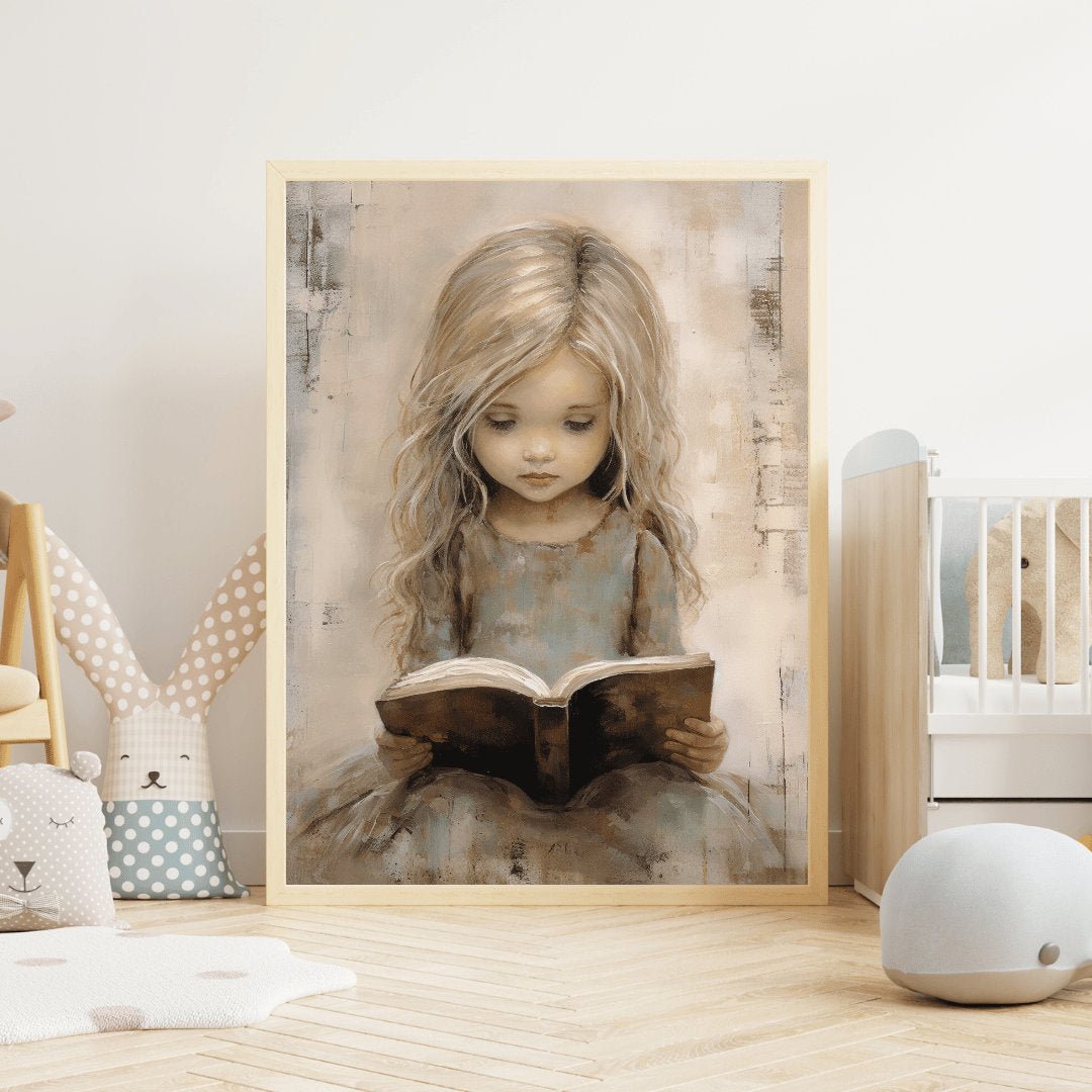 Reading Book Prints, Studying & Learning Decor, Girls Room Art - WildfieldPrints