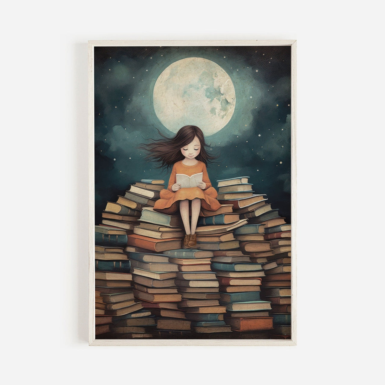 Girl Reading Wall Art – Toddler Room Print for Girls