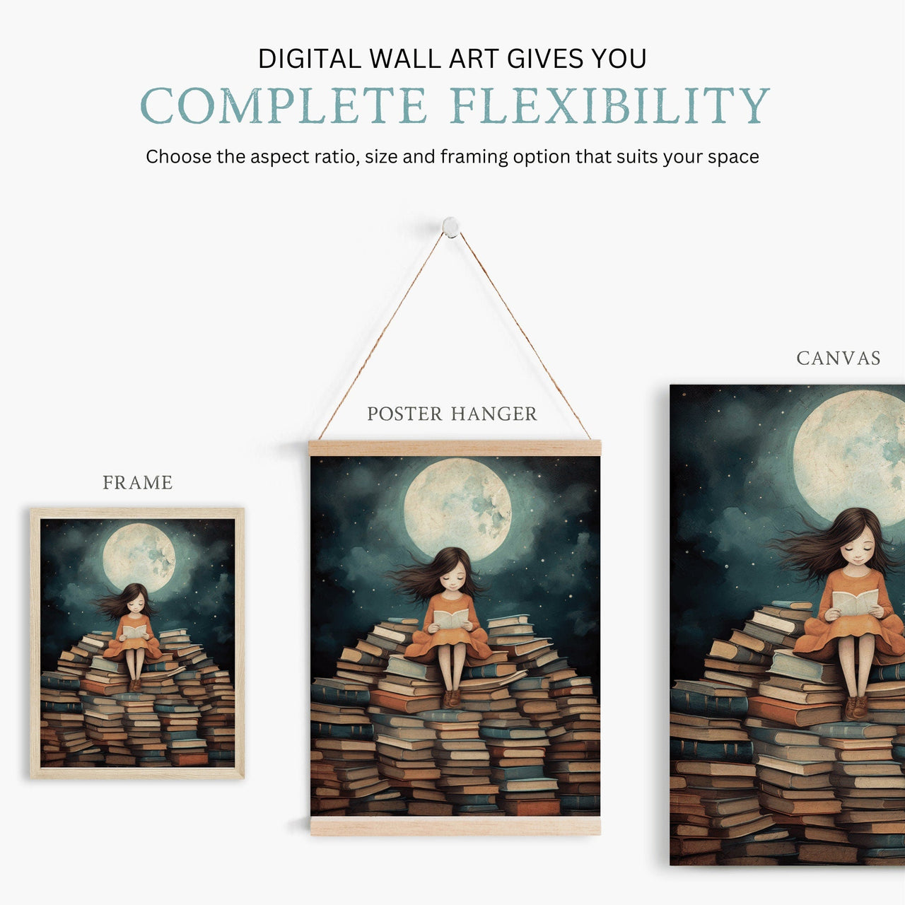 Girl Reading Wall Art – Toddler Room Print for Girls