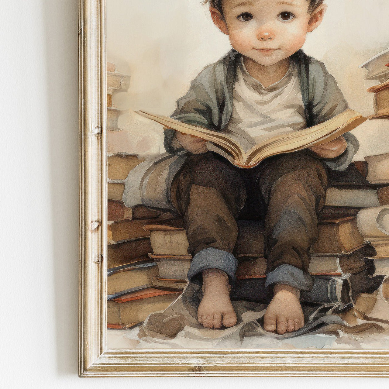 Little Boy Reading Print – Toddler Room Wall Decor