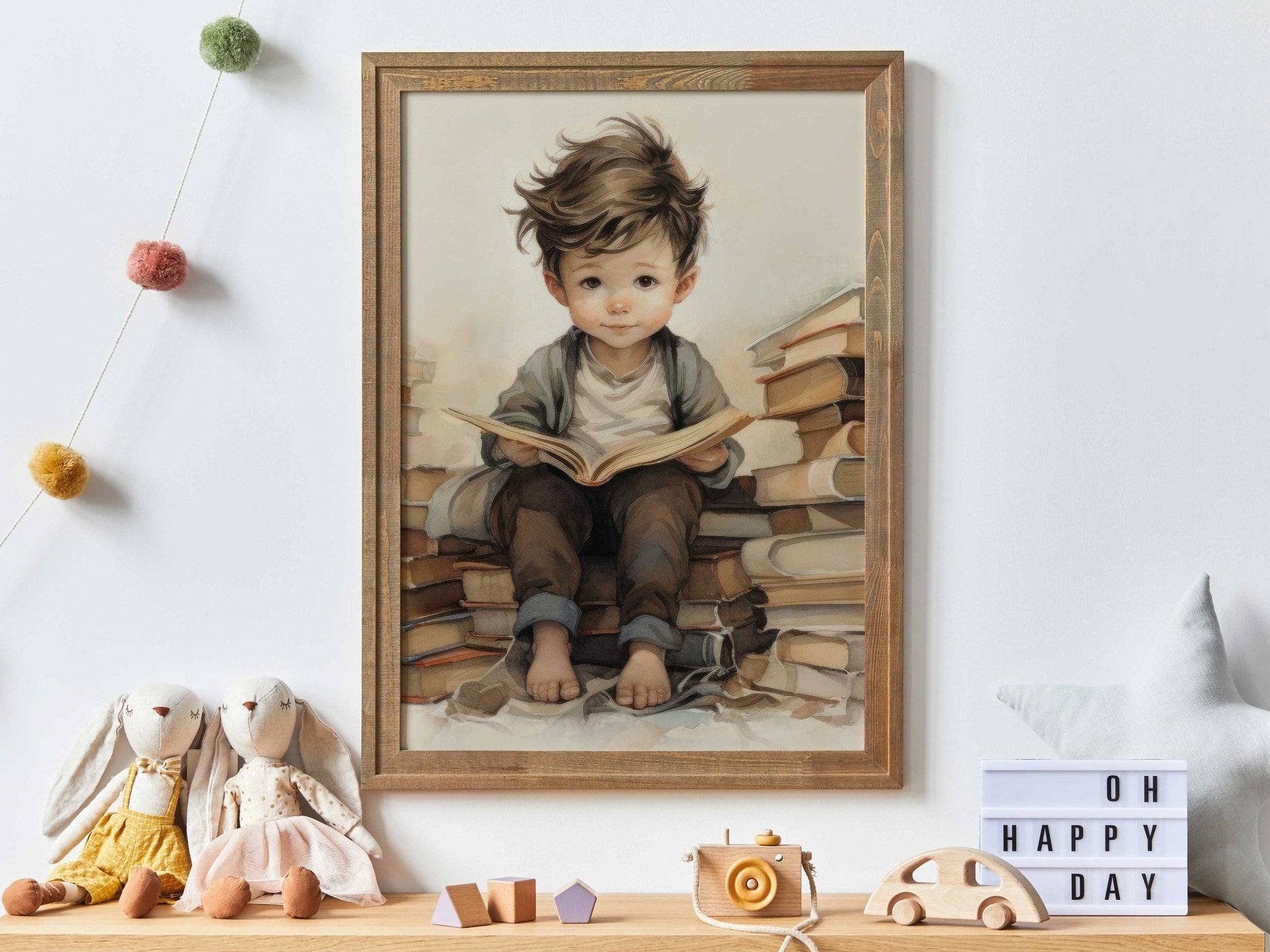 Reading Corner Wall Art, Toddler Room Decor, Learning Artwork - WildfieldPrints
