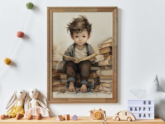Reading Corner Wall Art, Toddler Room Decor, Learning Artwork - WildfieldPrints