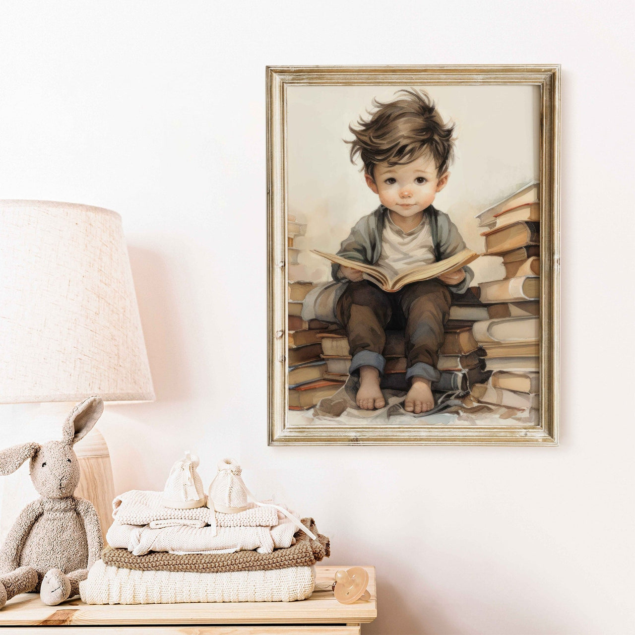 Little Boy Reading Print – Toddler Room Wall Decor